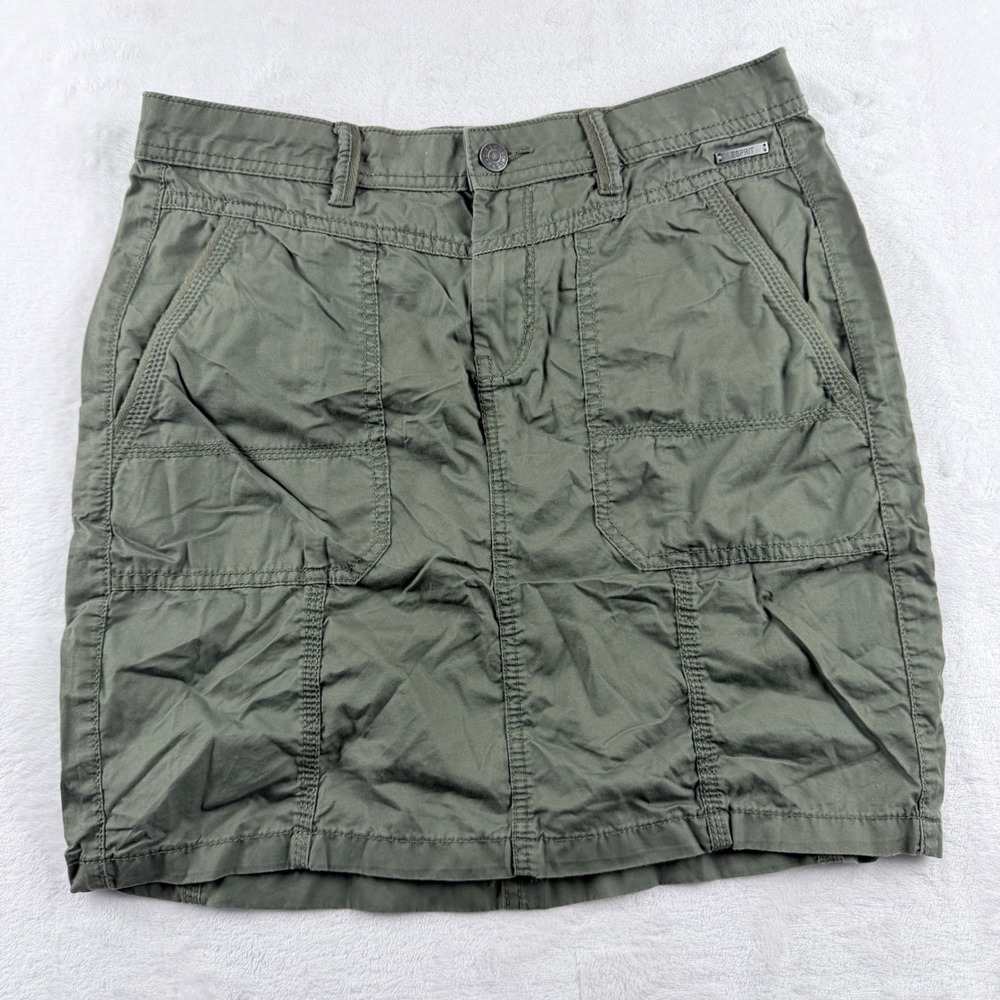 Esprit Mini Skirt Olive‎ Green Utility Cargo Cotton Size 4